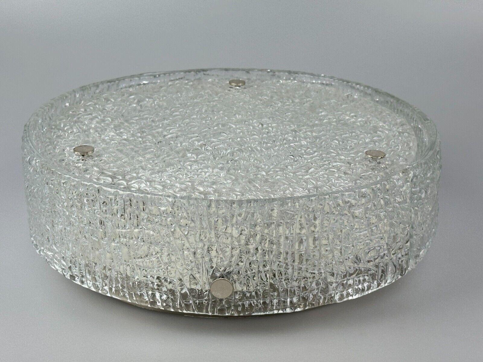 60s 70s ceiling lamp Plafoniere Flush Mount Ice Glass by Kaiser Leuchten For Sale 5