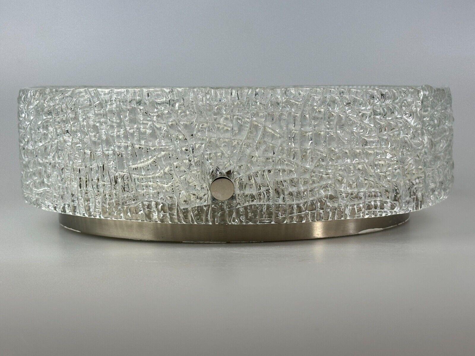 60s 70s ceiling lamp Plafoniere Flush Mount Ice Glass by Kaiser Leuchten For Sale 6