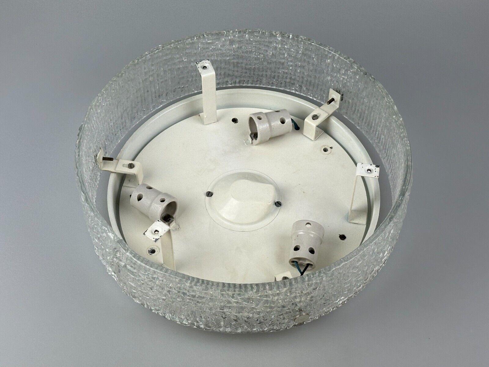 60s 70s ceiling lamp Plafoniere Flush Mount Ice Glass by Kaiser Leuchten For Sale 8