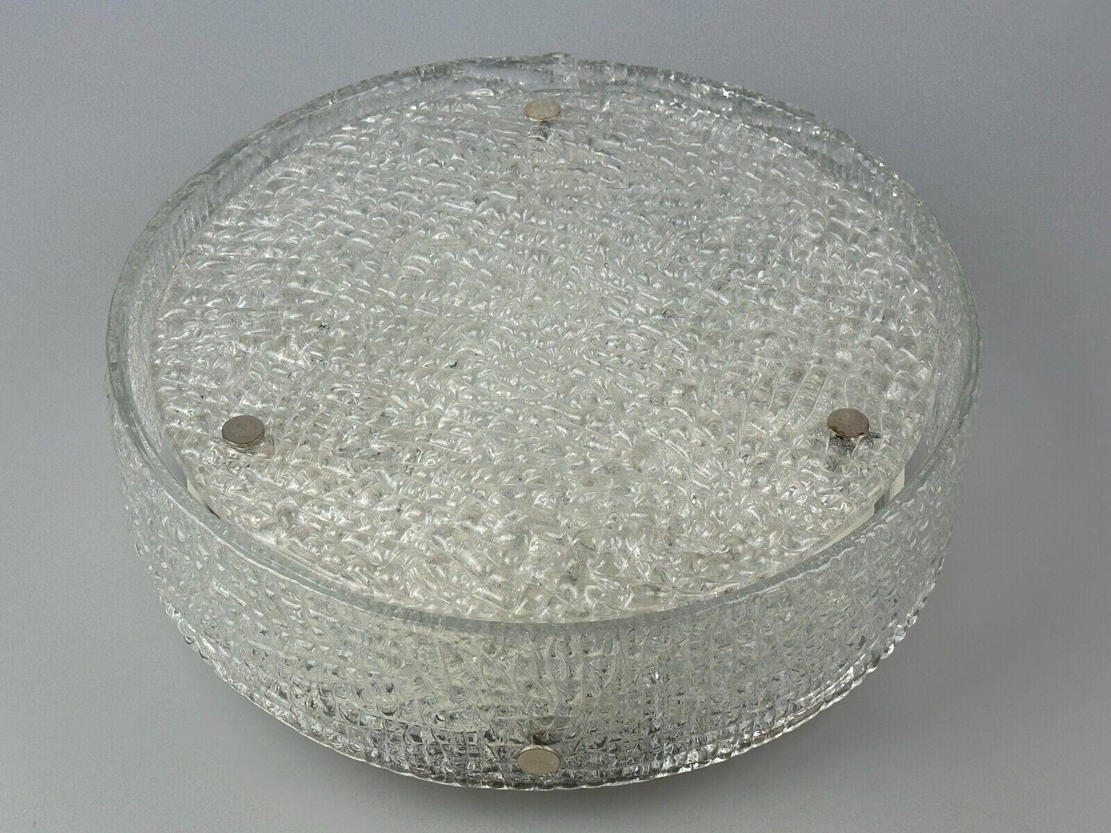Allemand Plafonière encastrée en verre de glace Kaiser Leuchten des années 60 et 70 en vente