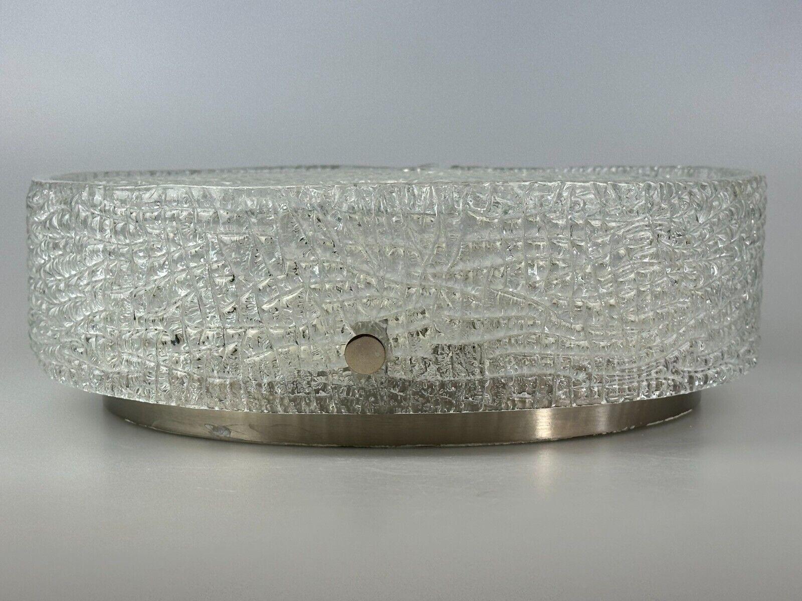 60s 70s ceiling lamp Plafoniere Flush Mount Ice Glass by Kaiser Leuchten In Good Condition For Sale In Neuenkirchen, NI