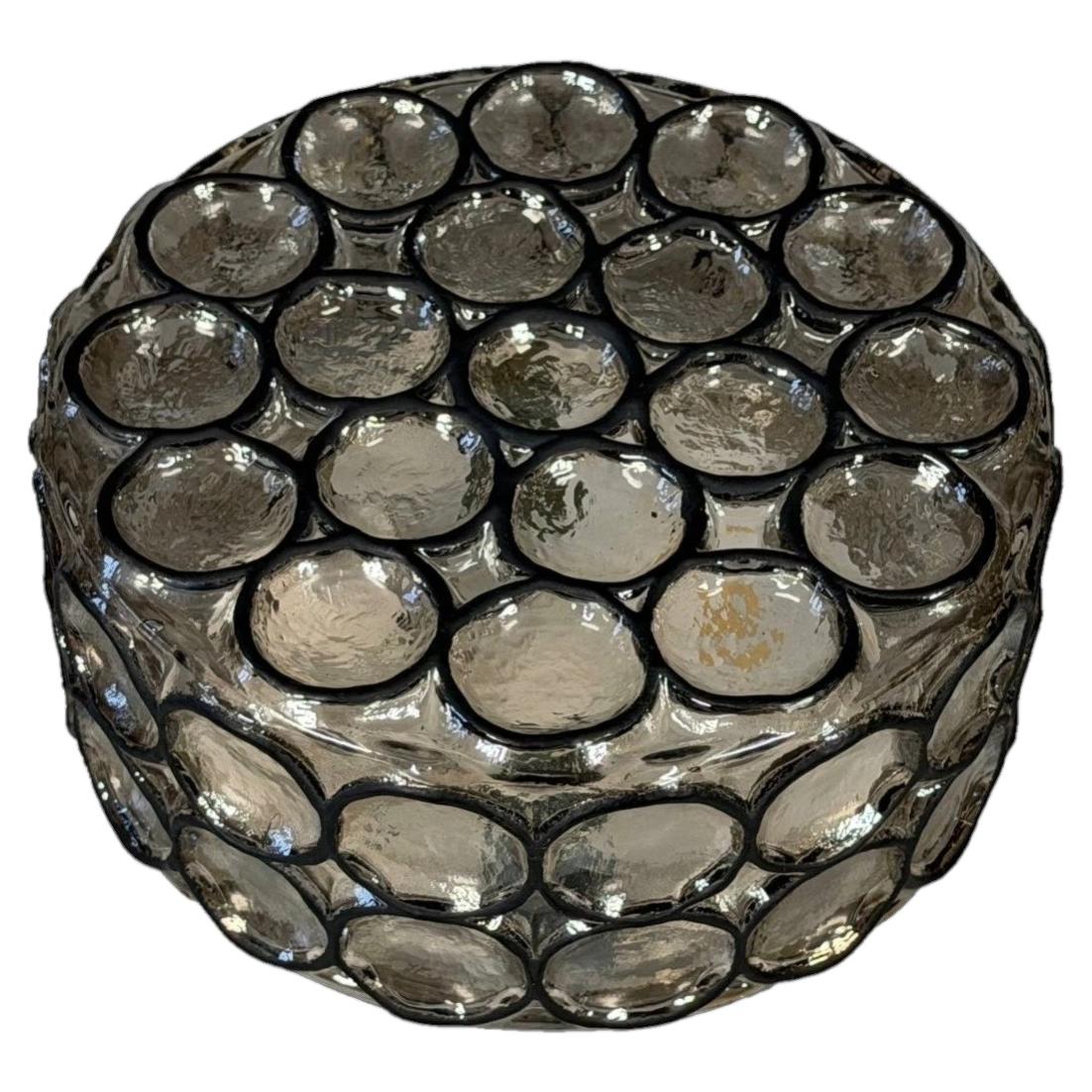 60s 70s Ceiling Lamp Plafoniere Glashütte Limburg Germany Glass & Metal