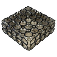60s 70s Ceiling Lamp Plafoniere Glashütte Limburg Germany Glass & Metal