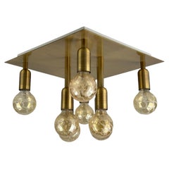 60s 70s ceiling lamp Sölken Leuchten Germany design brass Space Age