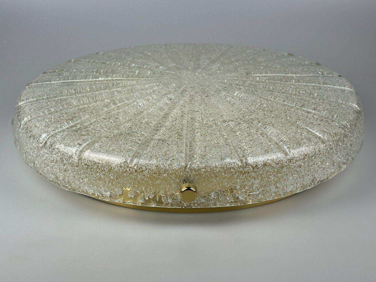 60s 70s Ceiling Light Lamp Plafoniere Flush Mount Ice Glass Hillebrand For Sale 6