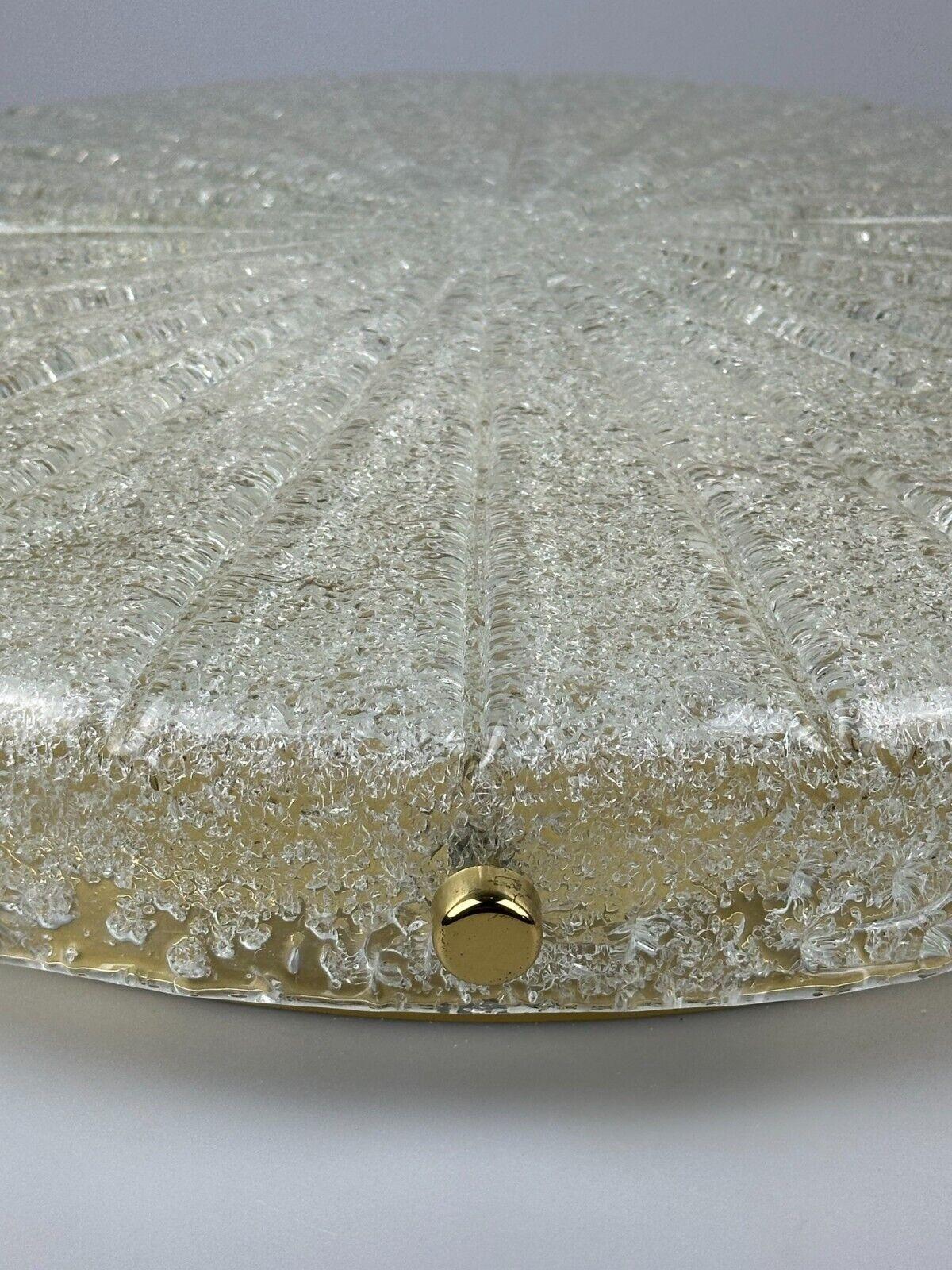 60s 70s Ceiling Light Lamp Plafoniere Flush Mount Ice Glass Hillebrand For Sale 9