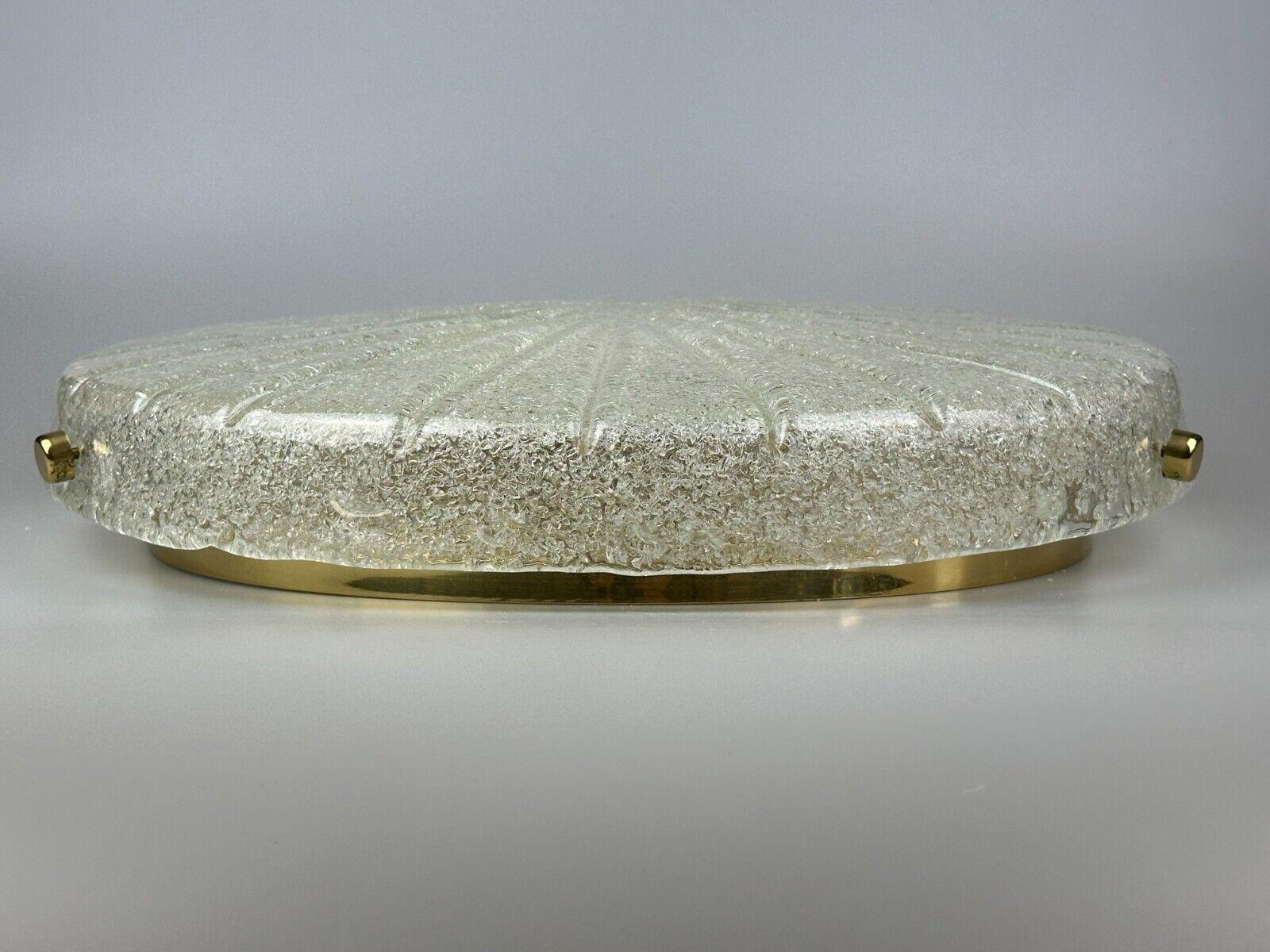 60s 70s Ceiling Light Lamp Plafoniere Flush Mount Ice Glass Hillebrand In Good Condition For Sale In Neuenkirchen, NI