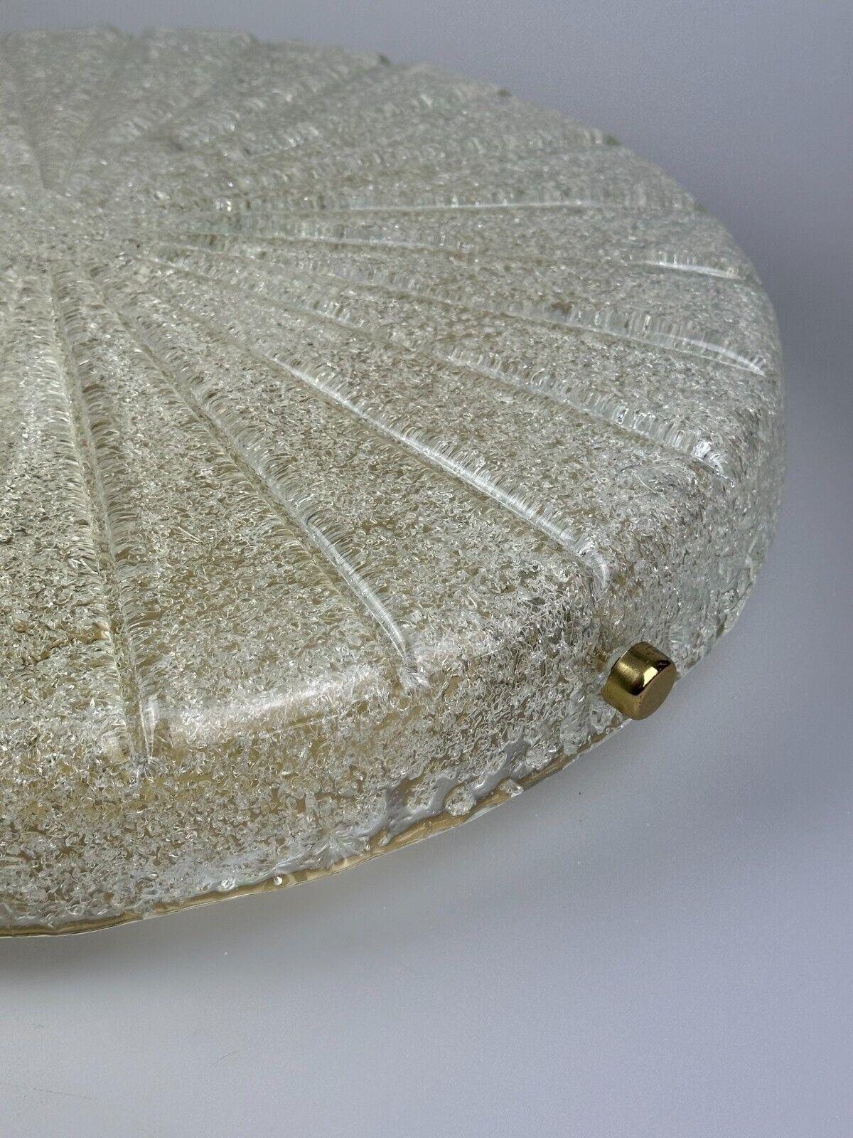 60s 70s Ceiling Light Lamp Plafoniere Flush Mount Ice Glass Hillebrand For Sale 2