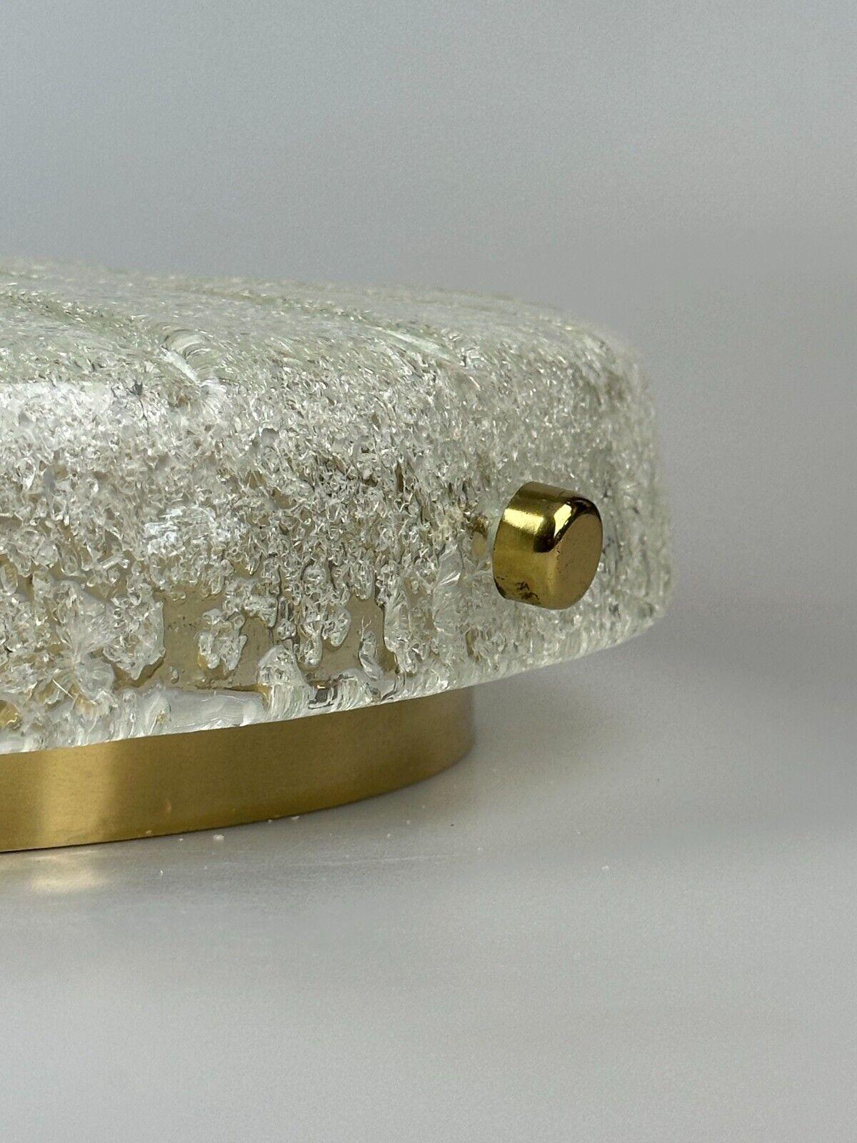 60s 70s Ceiling Light Lamp Plafoniere Flush Mount Ice Glass Hillebrand For Sale 3