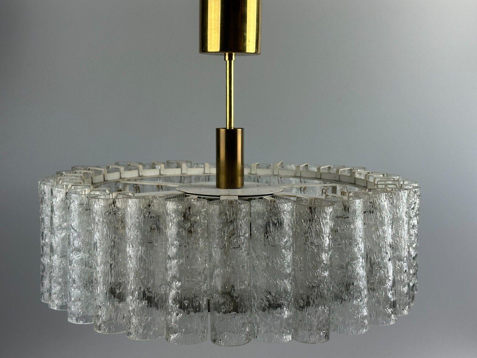 60s 70s chandelier ceiling lamp Doria Leuchten Germany Ice glass design For Sale 12