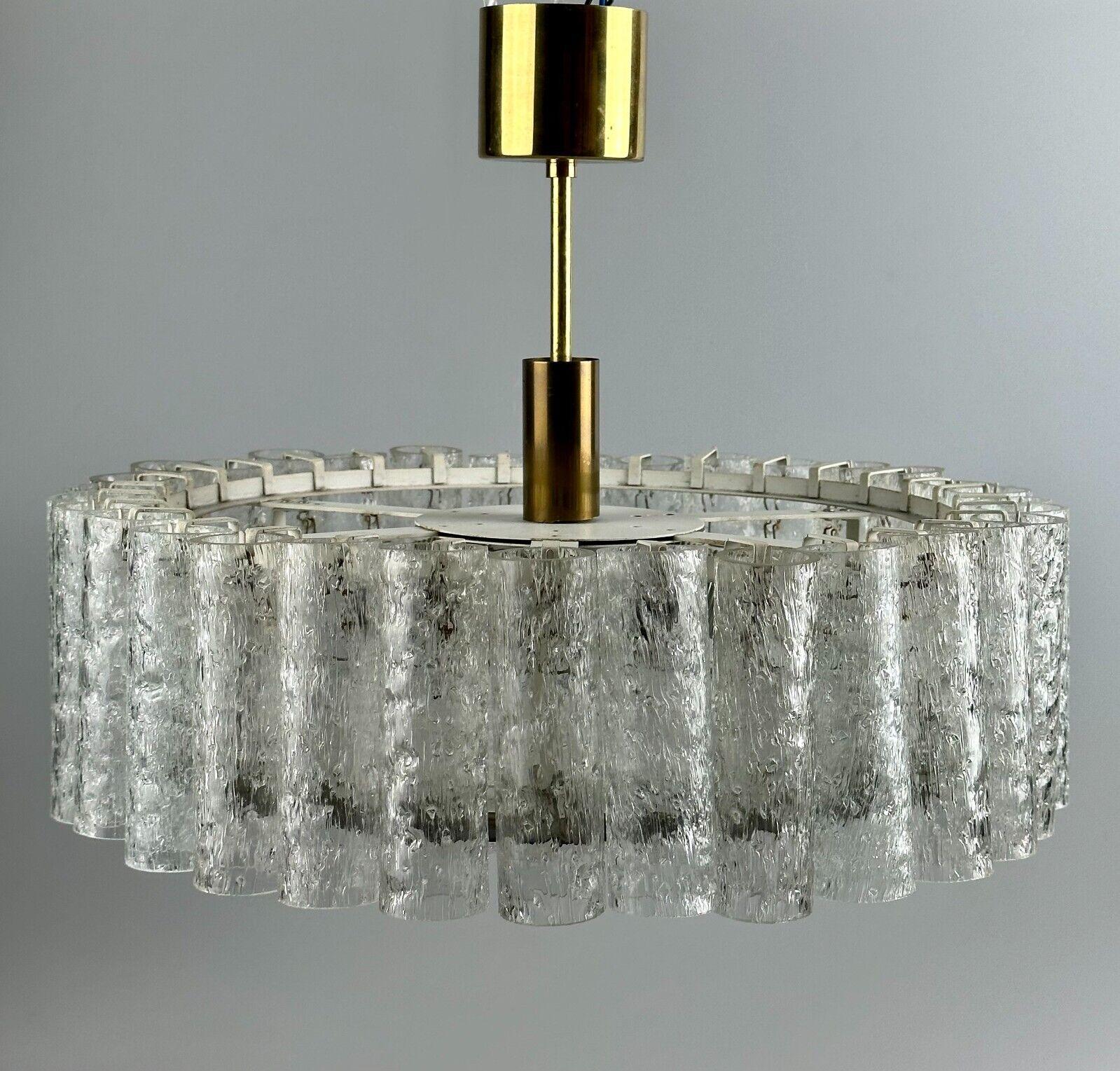 60s 70s chandelier ceiling lamp Doria Leuchten Germany Ice glass design In Good Condition For Sale In Neuenkirchen, NI
