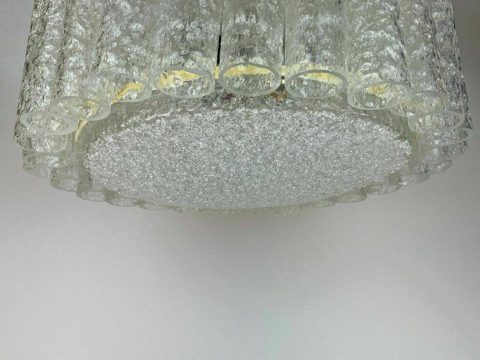 Late 20th Century 60s 70s Chandelier Doria Brass Glass Space Age Design 60s For Sale
