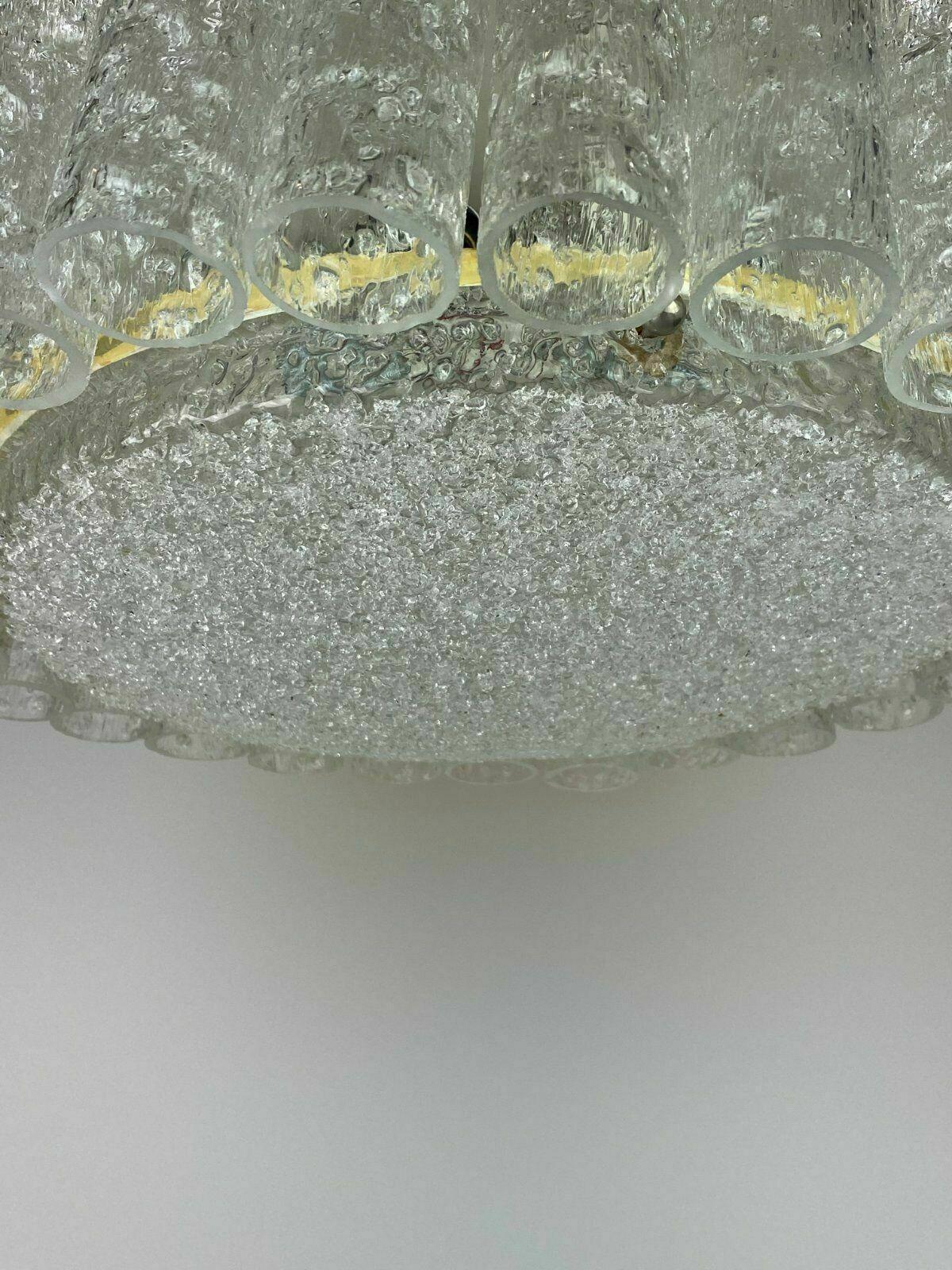 60s 70s Chandelier Doria Brass Glass Space Age Design 60s For Sale 2