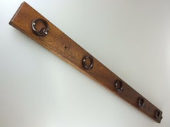 60s 70s Coat Hook Wardrobe Wall Coat Rack Metal Wood Space Age