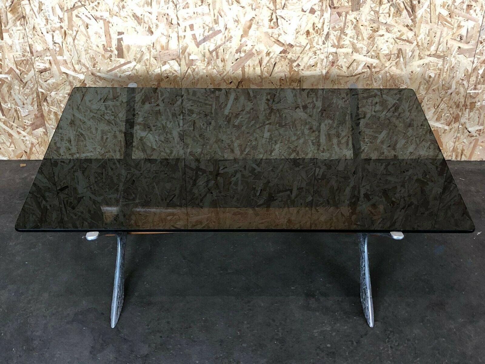 Late 20th Century 60s 70s Coffee Table Coffee Table Glass Top Metal Teak 60s 70s For Sale