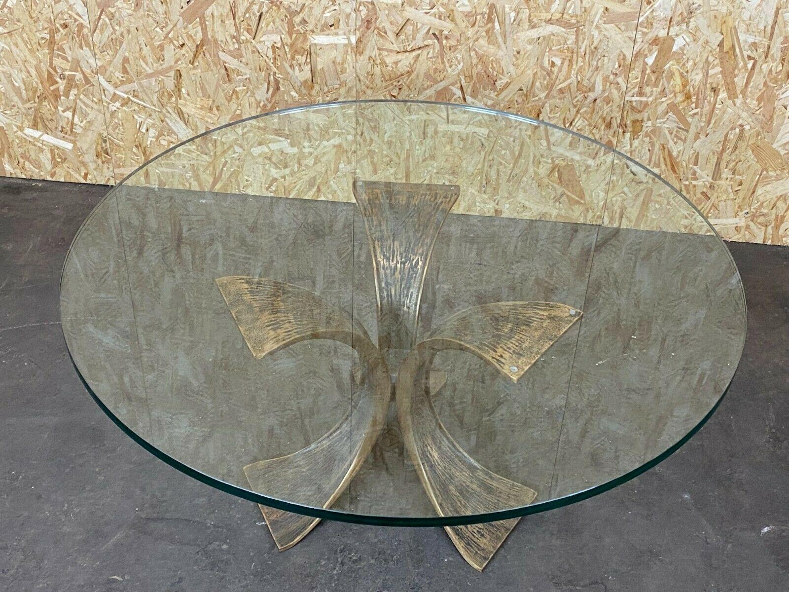60s 70s Coffee Table Luciano Frigerio Brutalist Bronze Glass Table For Sale 4