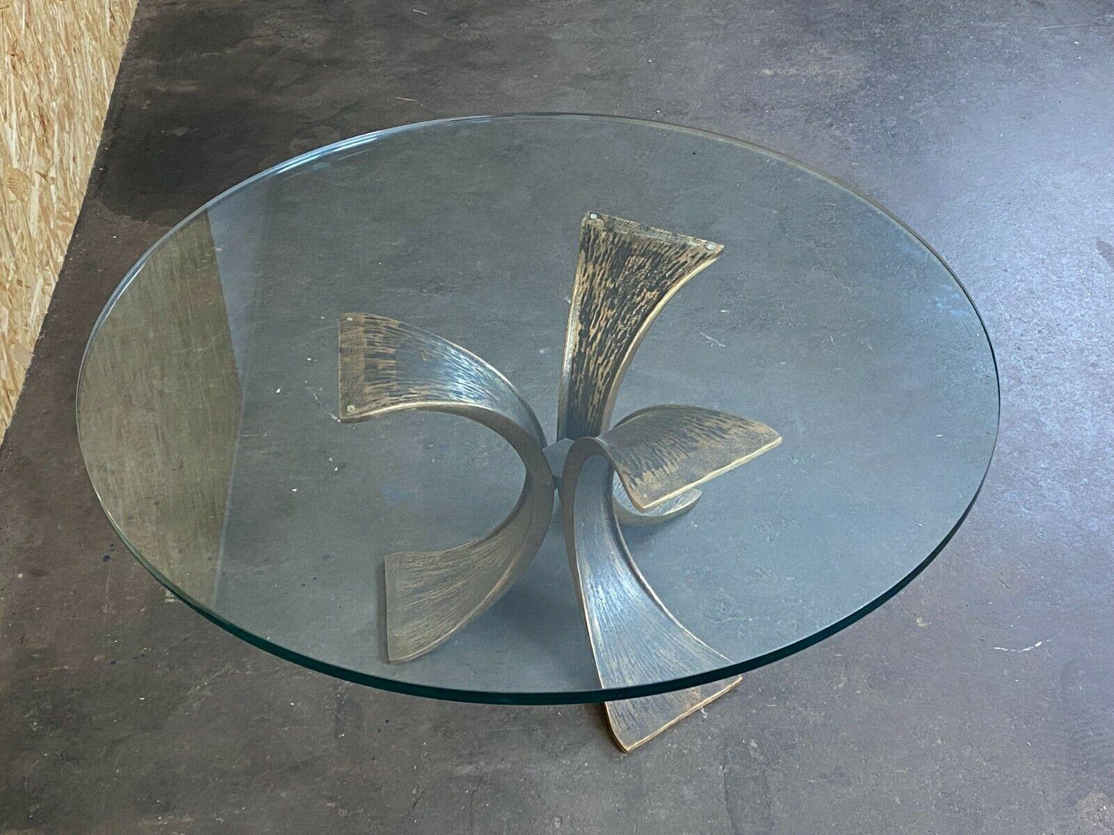 60s 70s Coffee Table Luciano Frigerio Brutalist Bronze Glass Table For Sale 5