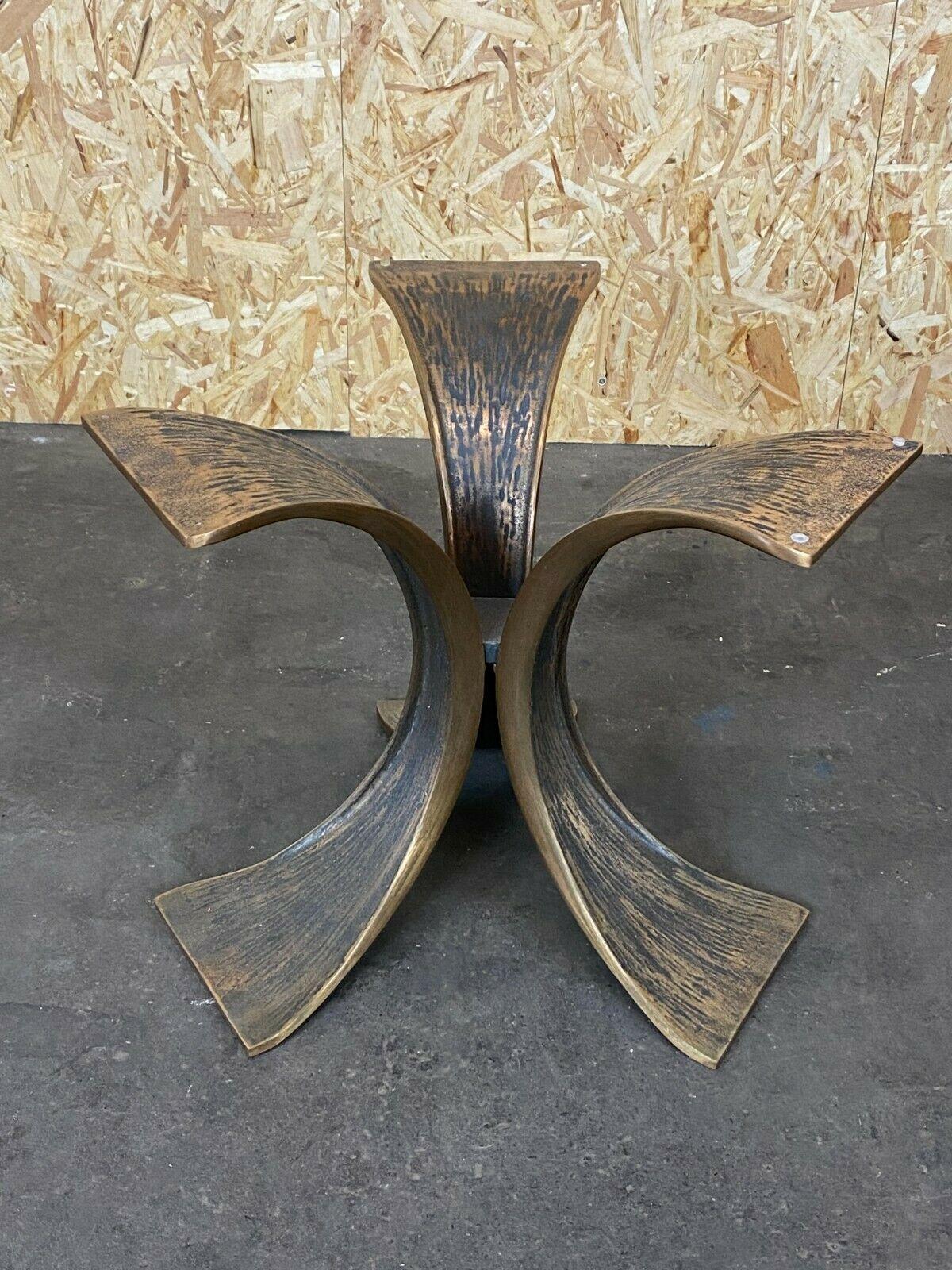 European 60s 70s Coffee Table Luciano Frigerio Brutalist Bronze Glass Table For Sale