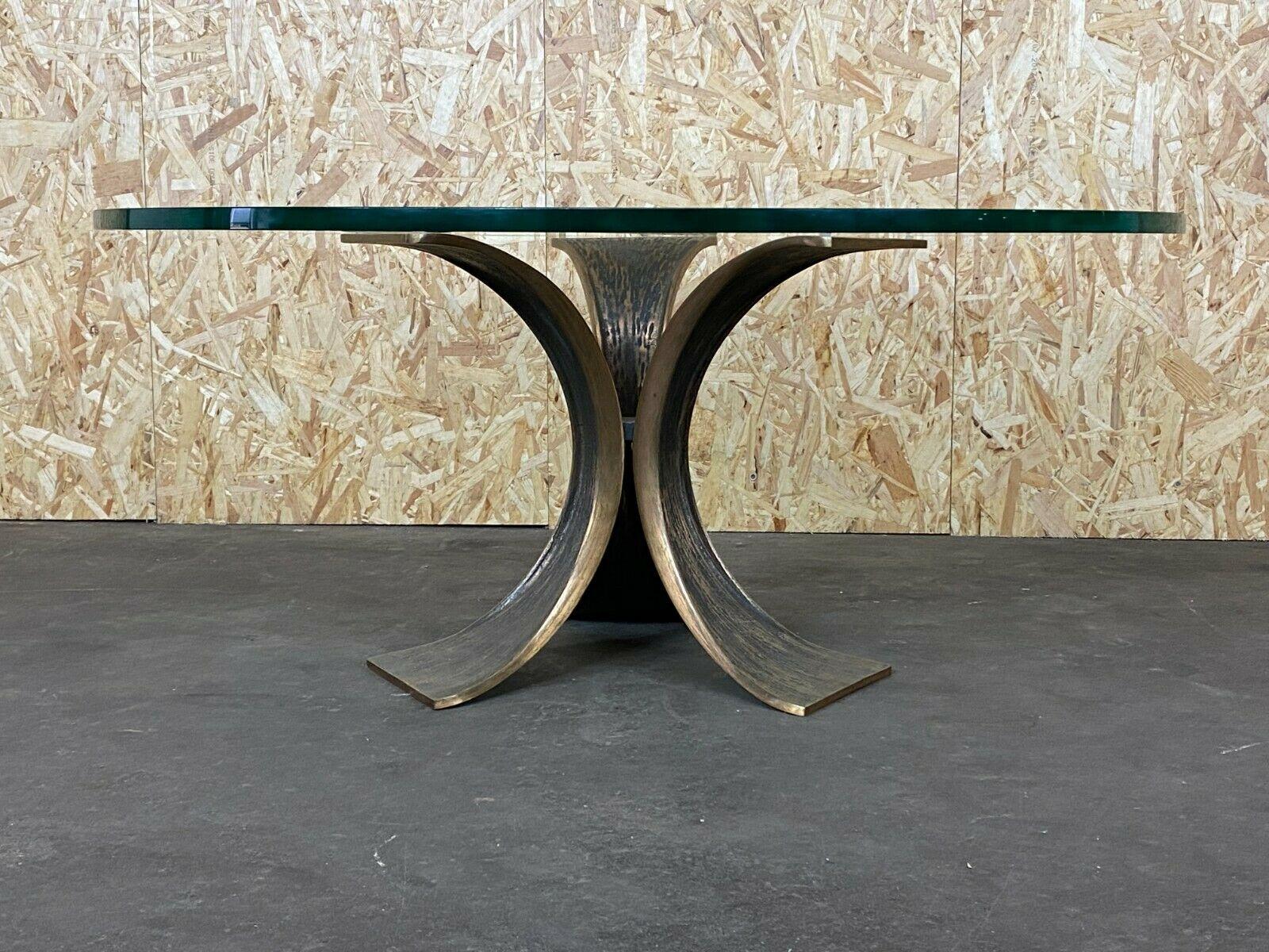 60s 70s Coffee Table Luciano Frigerio Brutalist Bronze Glass Table For Sale 2