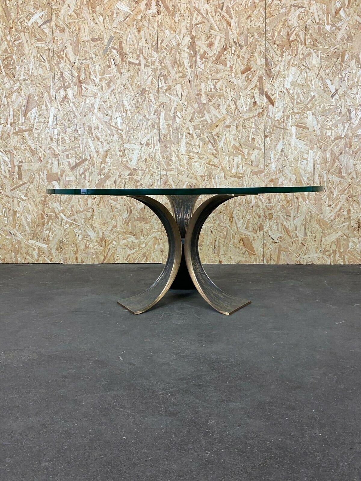 60s 70s Coffee Table Luciano Frigerio Brutalist Bronze Glass Table For Sale 3