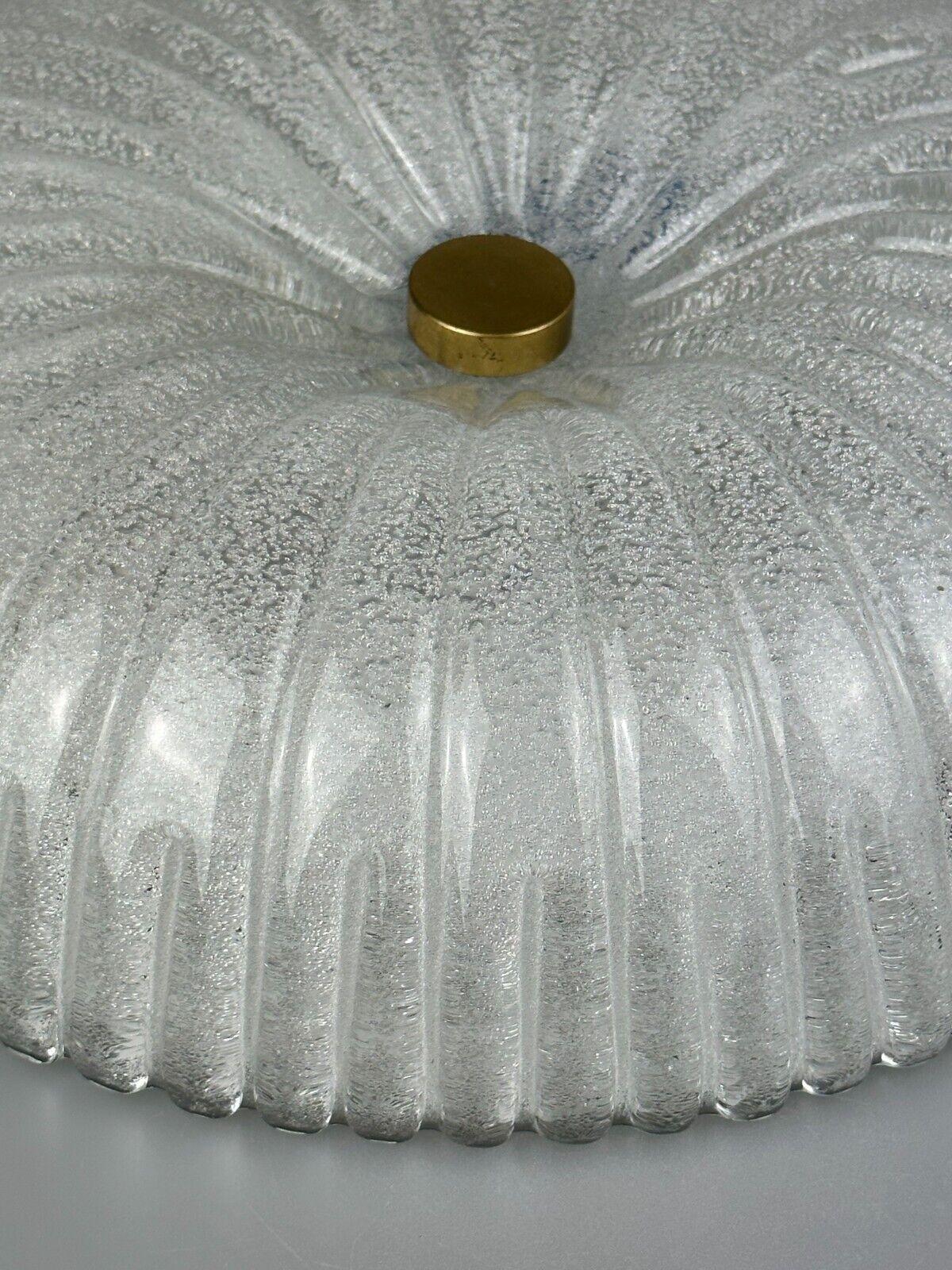 Métal 60s 70s Fischer Leuchten Germany Plafoniere Flush Mount Ice Glass Design