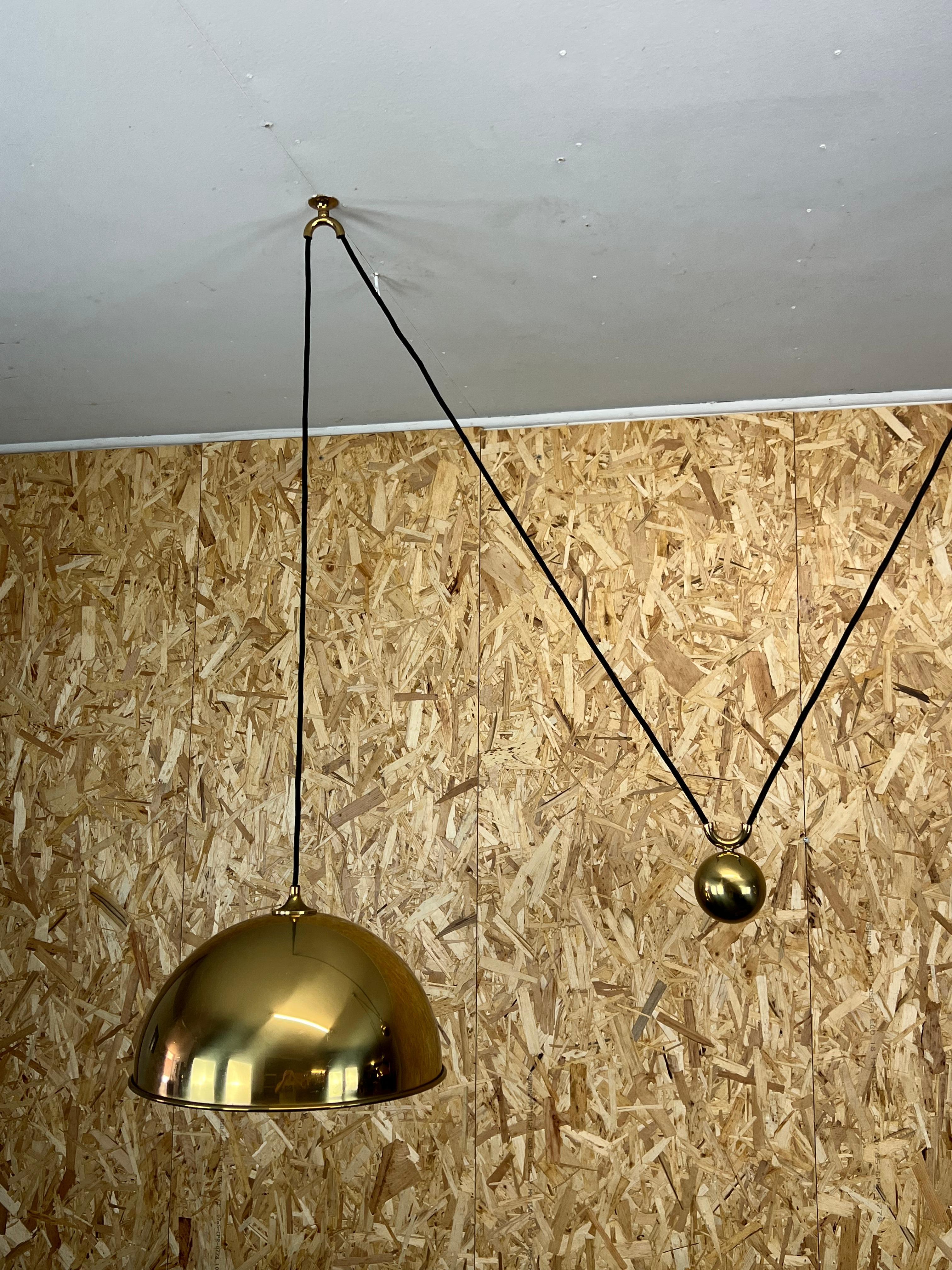 60s 70s Florian Schulz Vintage Double Counterbalance Brass Design Pendant Lamp For Sale 9