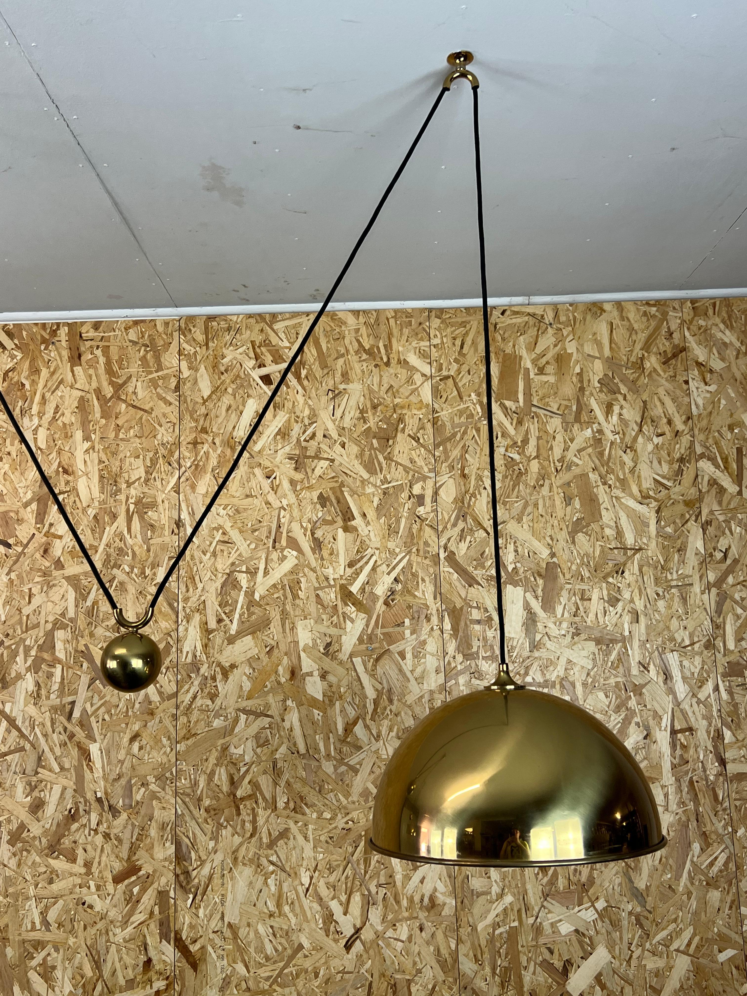 60s 70s Florian Schulz Vintage Double Counterbalance Brass Design Pendant Lamp For Sale 11