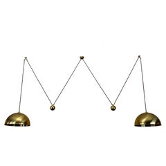 60s 70s Florian Schulz Vintage Double Counterbalance Brass Design Pendant Lamp