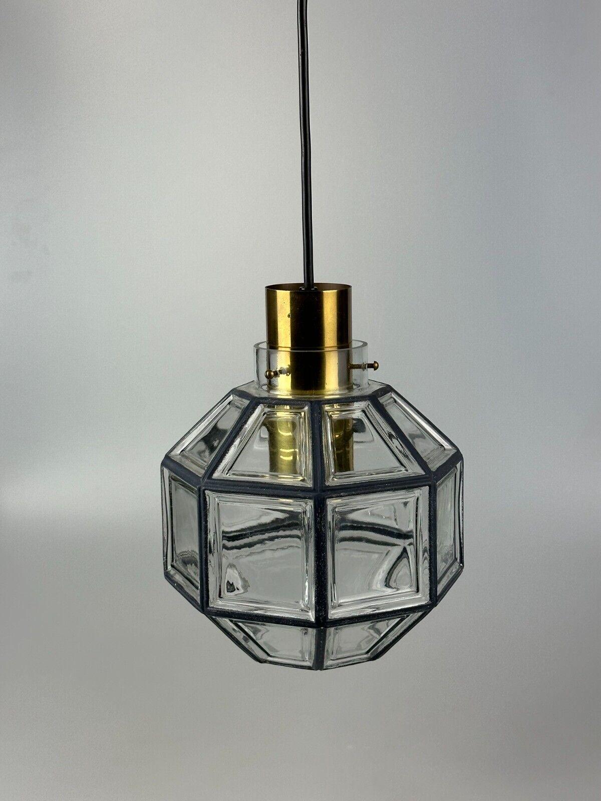 60s 70s hanging lamp by Limburg Leuchten Germany glass brass Space Age 5