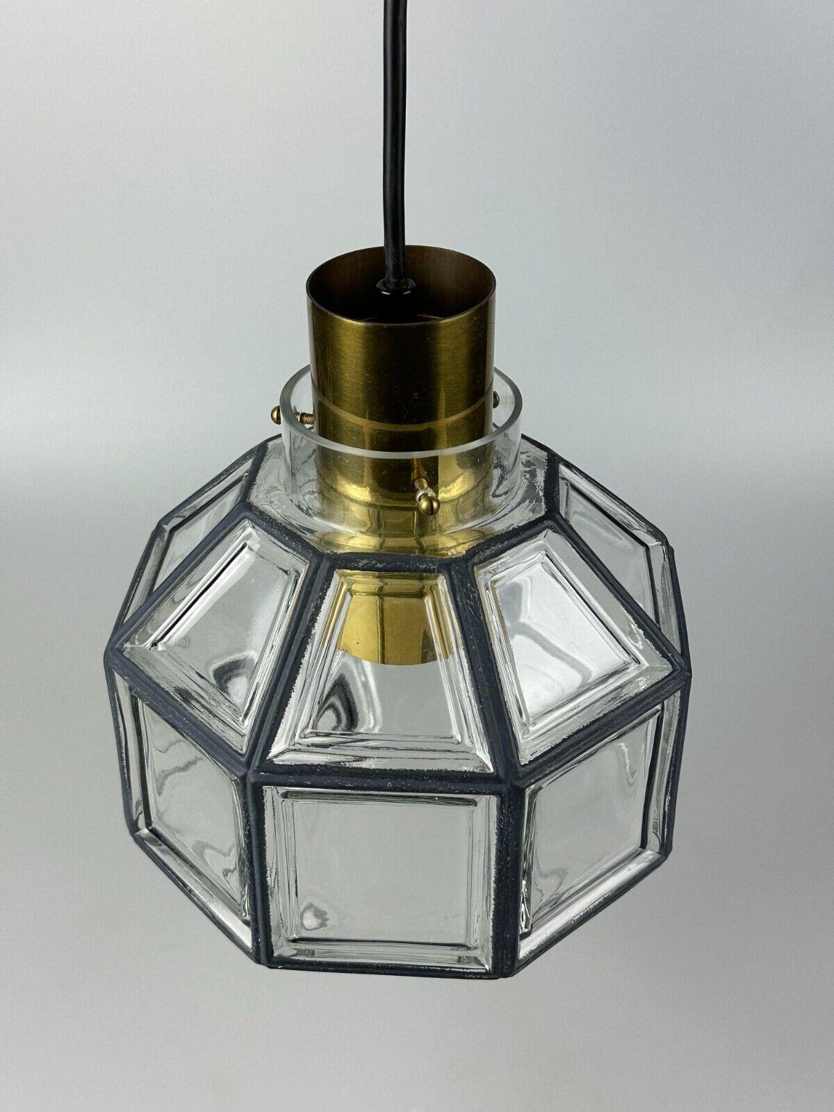 Late 20th Century 60s 70s hanging lamp by Limburg Leuchten Germany glass brass Space Age