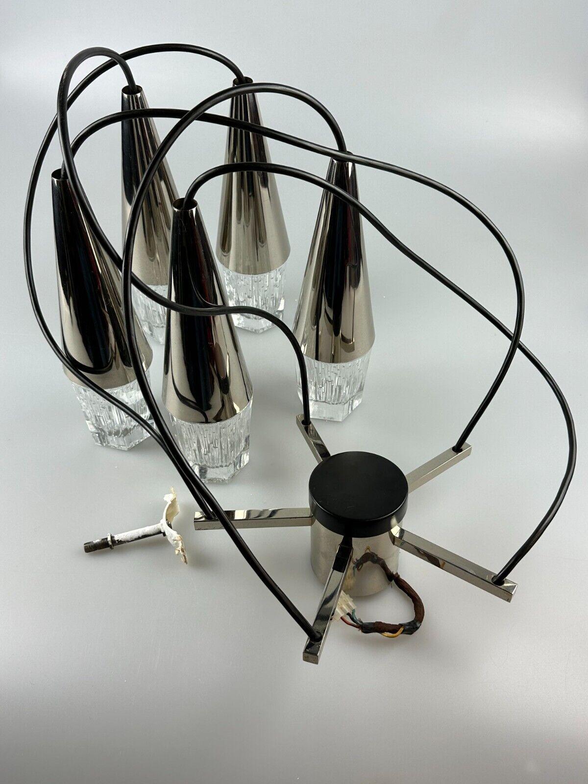 60s 70s hanging lamp cascade lamp 5 lights glass & chrome space age design For Sale 4