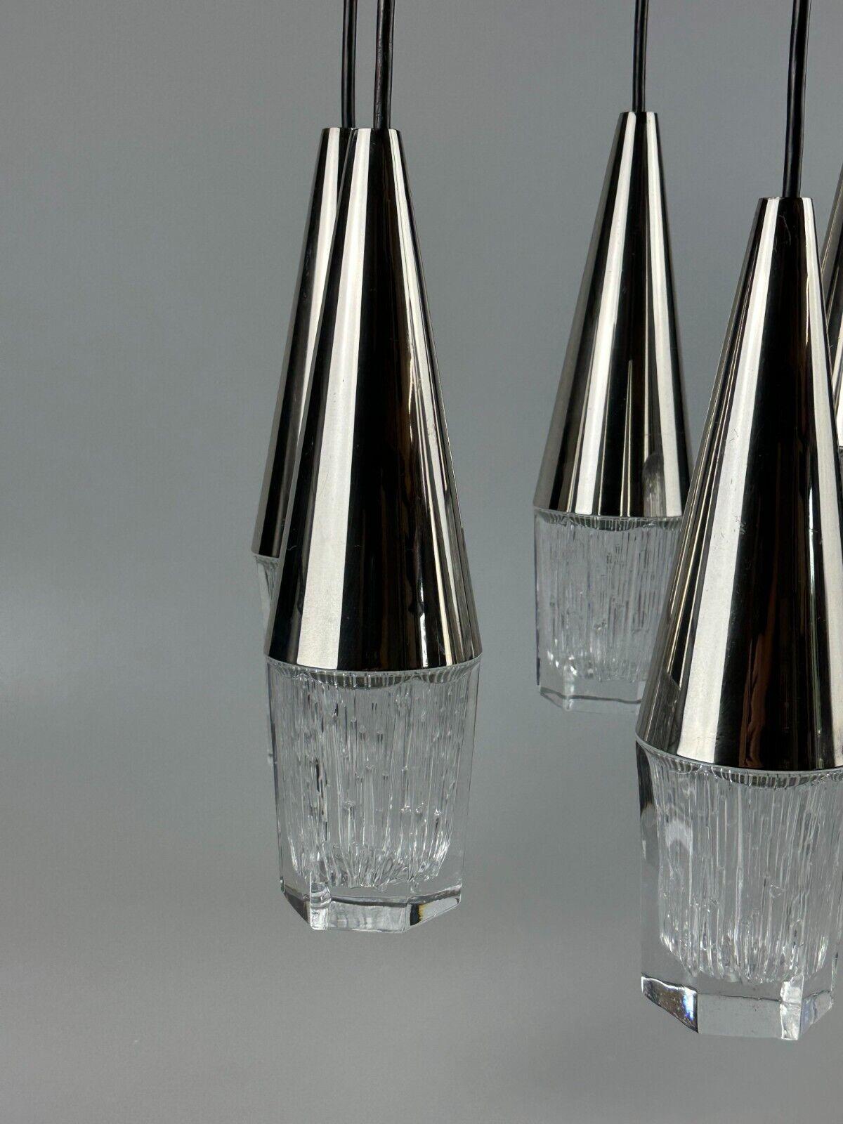60s 70s lampe à suspension Cascade 5 lights glass & chrome space age design en vente 1
