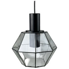 60er 70er Jahre Hängelampe Deckenlampe von Limburg Leuchten Deutschland Glas Metall