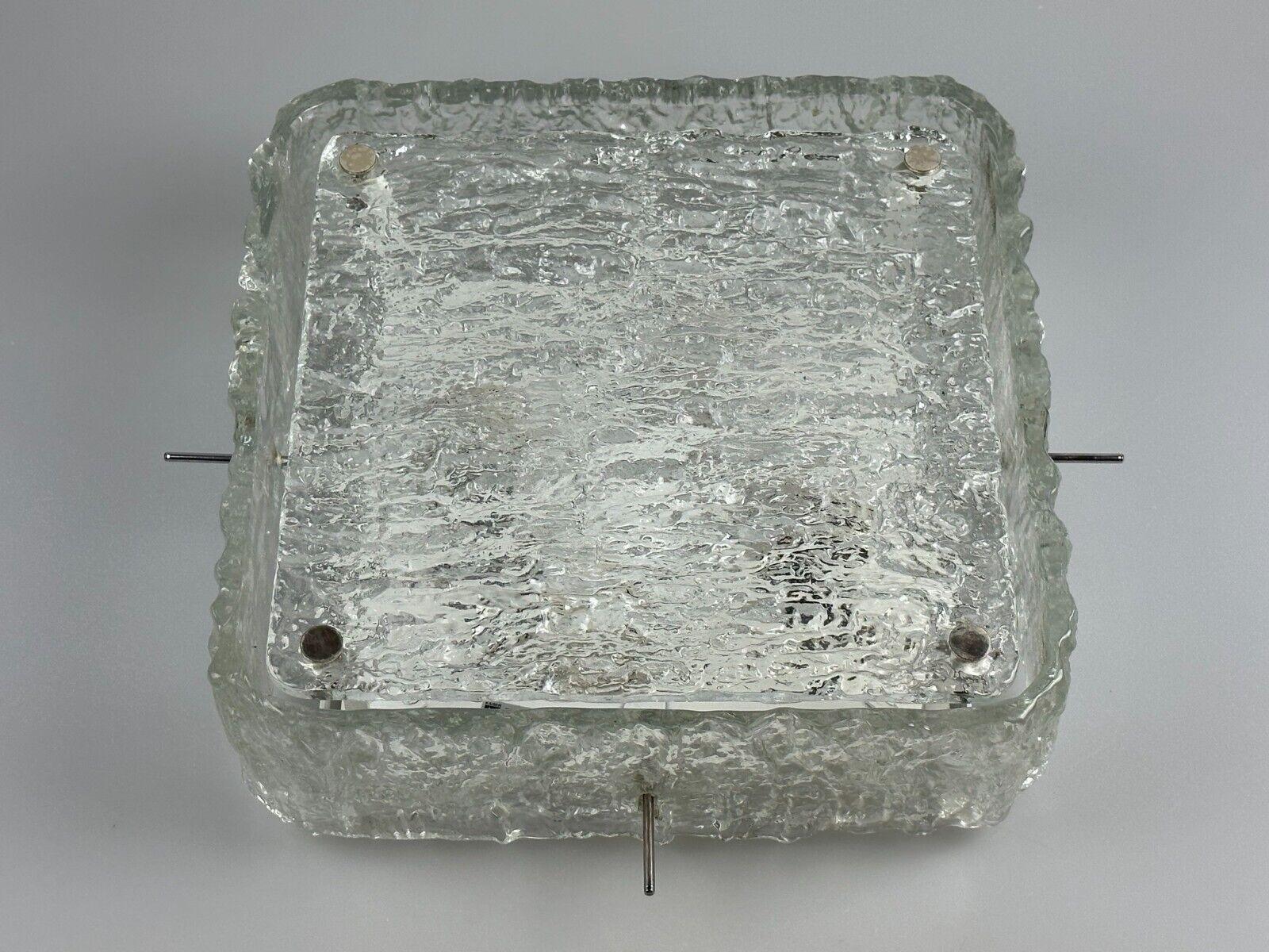60s 70s ice glass flush mount ceiling lamp by Kaiser Leuchten Germany In Good Condition For Sale In Neuenkirchen, NI
