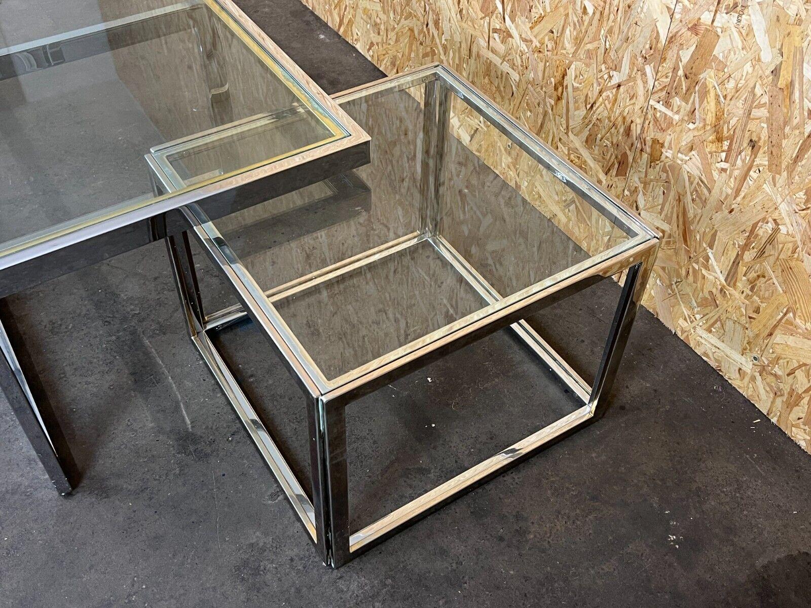 60s 70s Jean Charles Maison Huge Coffee Table Chrome & Brass 2 Nesting Tables For Sale 4