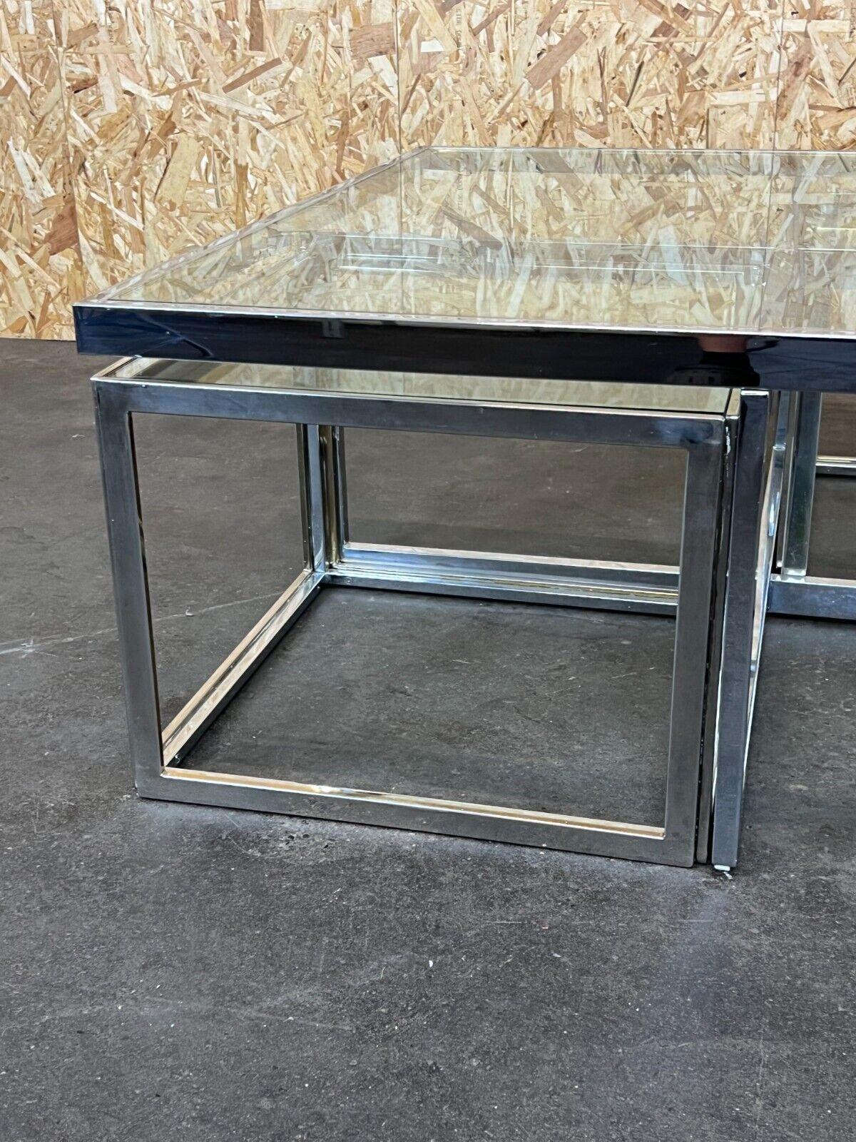 60s 70s Jean Charles Maison Huge Coffee Table Chrome & Brass 2 Nesting Tables For Sale 6