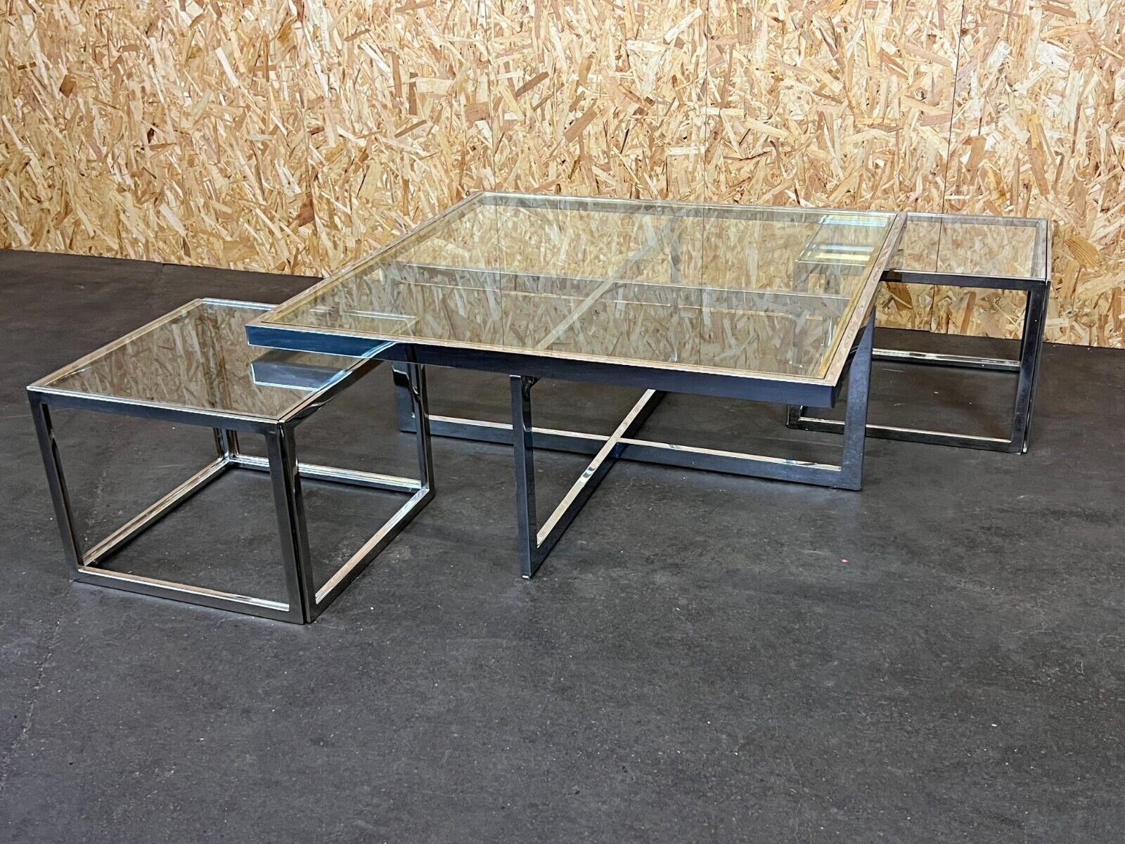 60s 70s Jean Charles Maison Huge coffee table Chrome & brass 2 nesting tables

Object: coffee table

Manufacturer: Maison Charles

Condition: good - vintage

Age: around 1960-1970

Dimensions:

Width = 104cm
Depth = 104cm
Height =