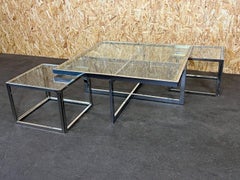 Tavolino da caffè enorme anni '60-'70 Maison Charles Cromo e Ottone 2 Tavoli Nesting