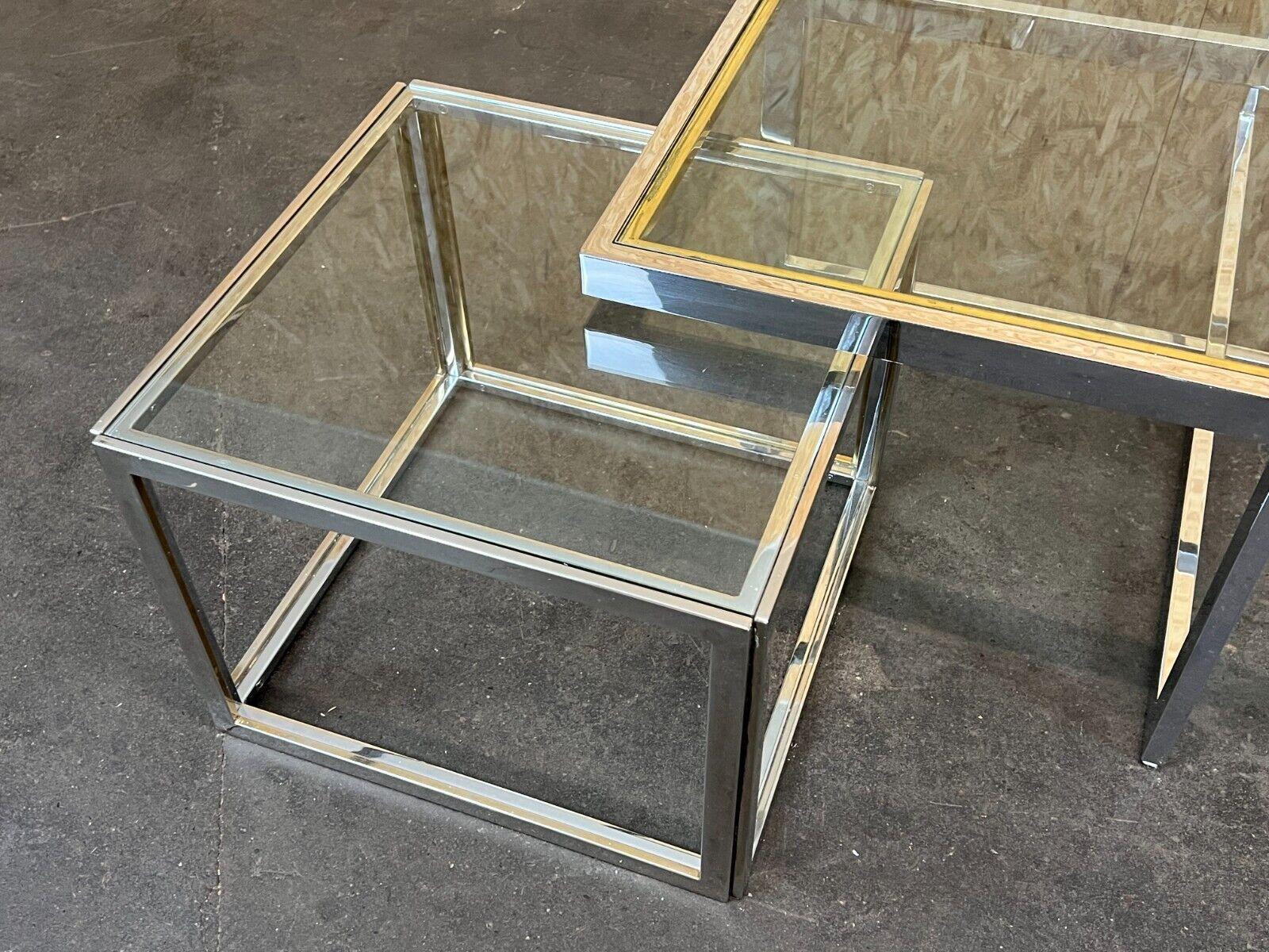 60s 70s Jean Charles Maison Huge Coffee Table Chrome & Brass 2 Nesting Tables In Good Condition For Sale In Neuenkirchen, NI