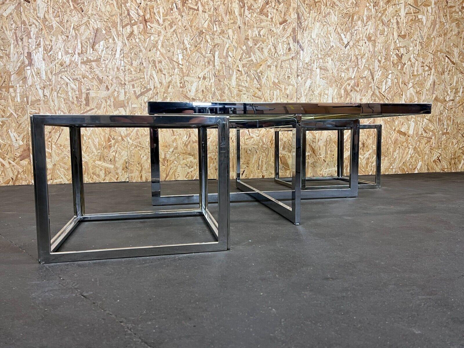 Jean Charles Maison - Grande table basse chromée et laiton - 2 tables gigognes des années 70 en vente 1