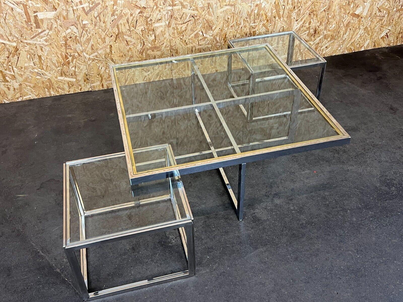 Jean Charles Maison - Grande table basse chromée et laiton - 2 tables gigognes des années 70 en vente 2