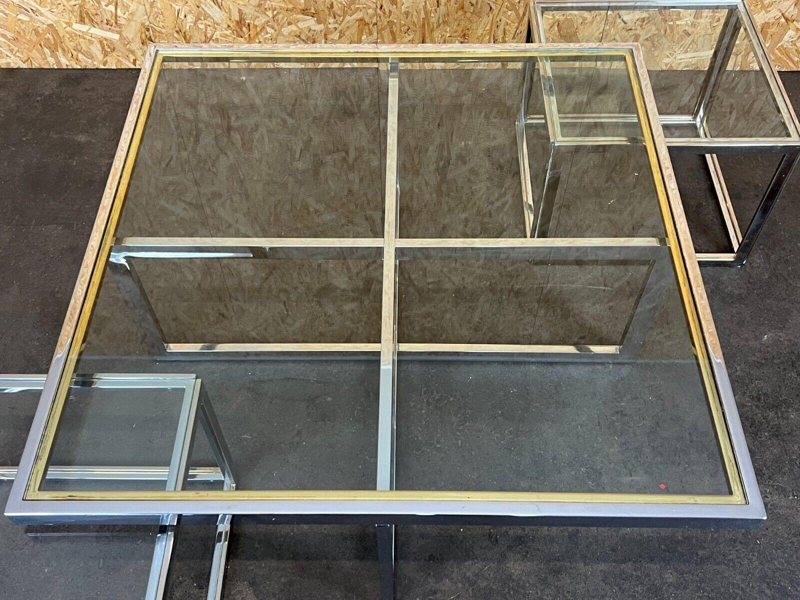 60s 70s Jean Charles Maison Huge Coffee Table Chrome & Brass 2 Nesting Tables For Sale 3