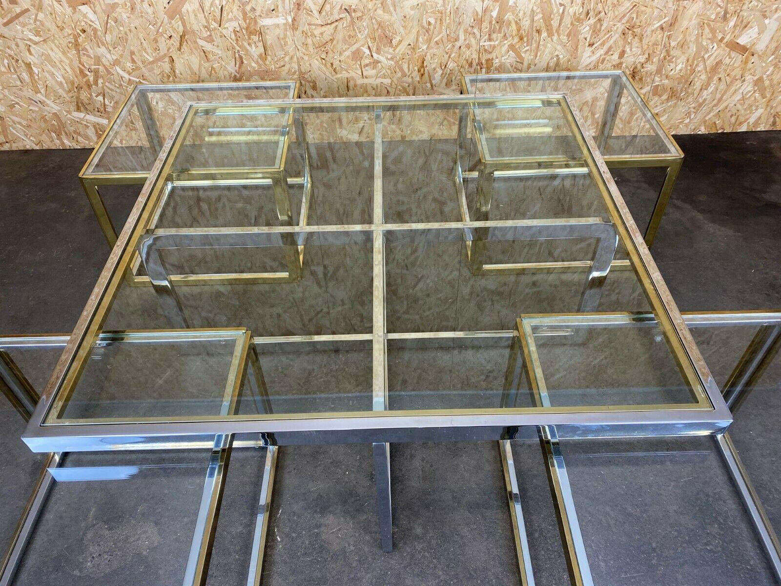 60s 70s Jean Charles Maison Huge Coffee Table Chrome & Brass 4 Nesting Tables 6