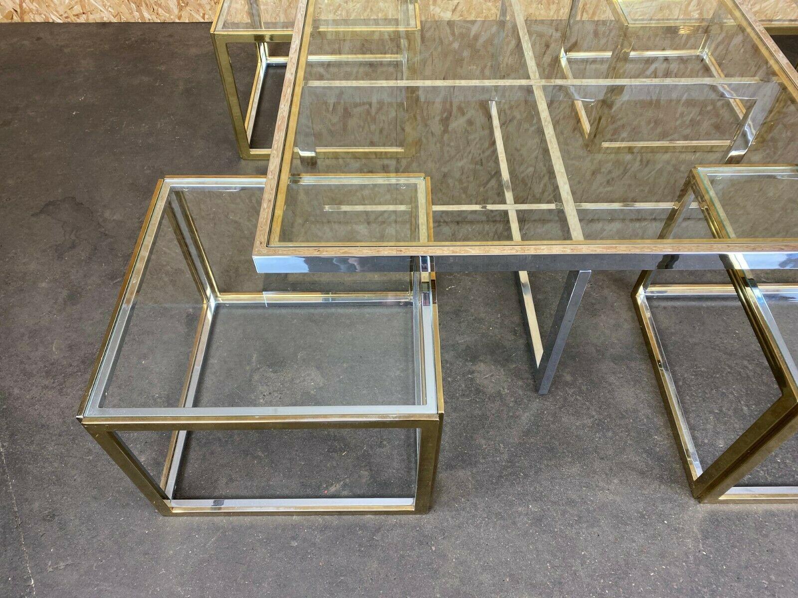 60s 70s Jean Charles Maison Huge Coffee Table Chrome & Brass 4 Nesting Tables 7