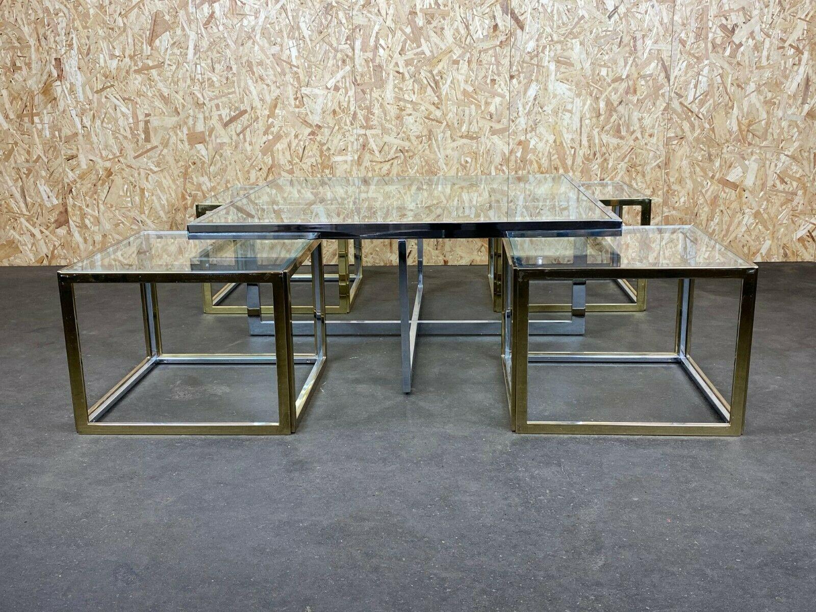 Late 20th Century 60s 70s Jean Charles Maison Huge Coffee Table Chrome & Brass 4 Nesting Tables
