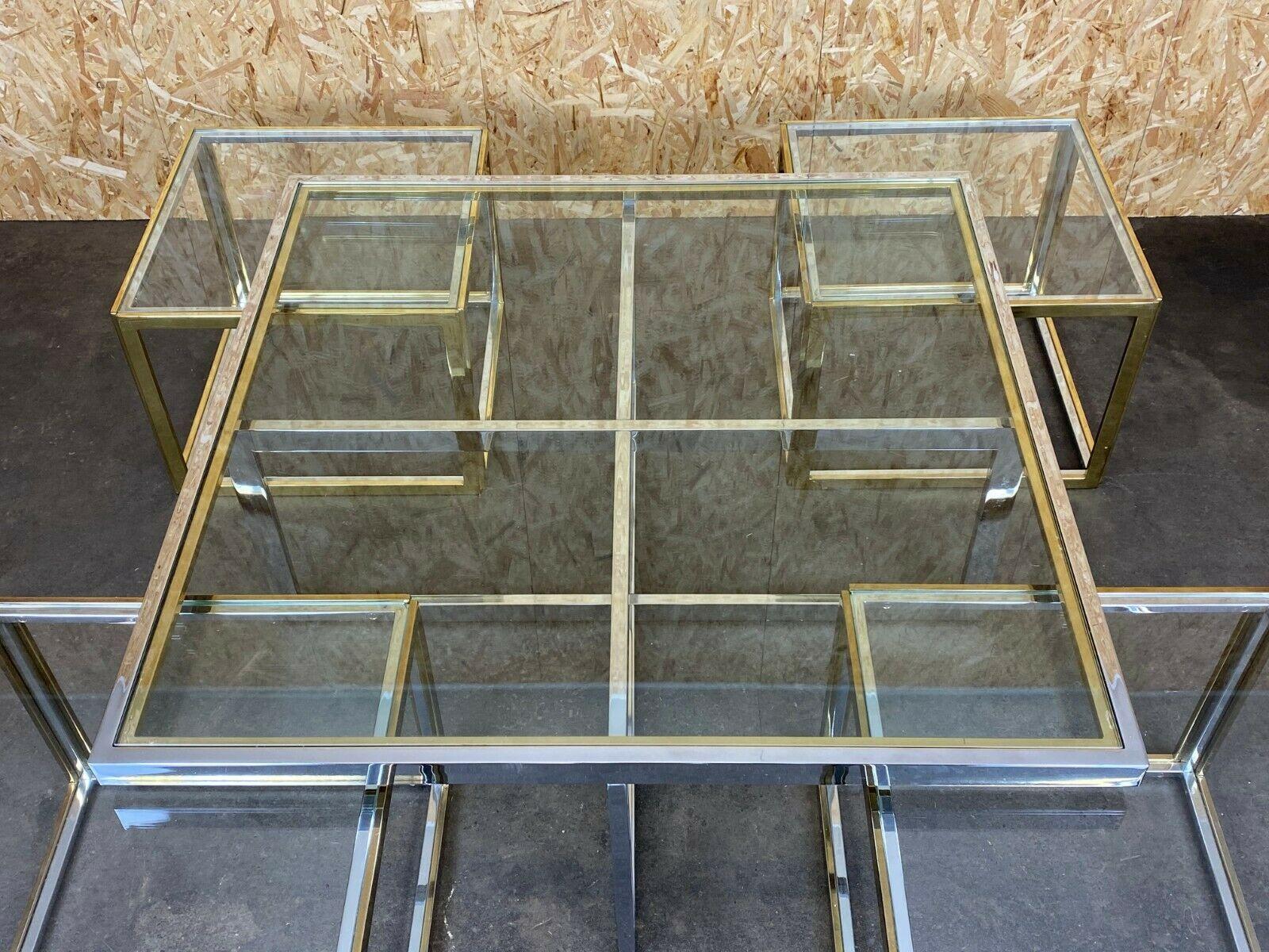60s 70s Jean Charles Maison Huge Coffee Table Chrome & Brass 4 Nesting Tables 1