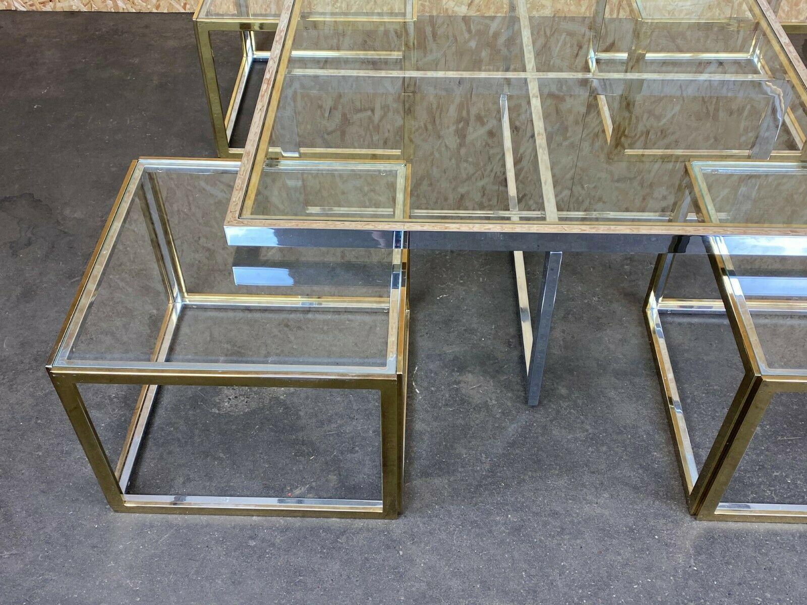 60s 70s Jean Charles Maison Huge Coffee Table Chrome & Brass 4 Nesting Tables 2
