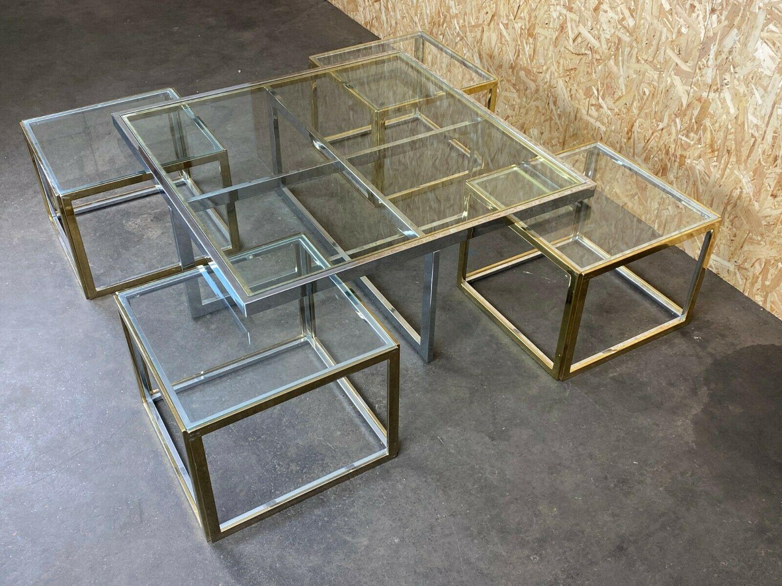 60s 70s Jean Charles Maison Huge Coffee Table Chrome & Brass 4 Nesting Tables 3