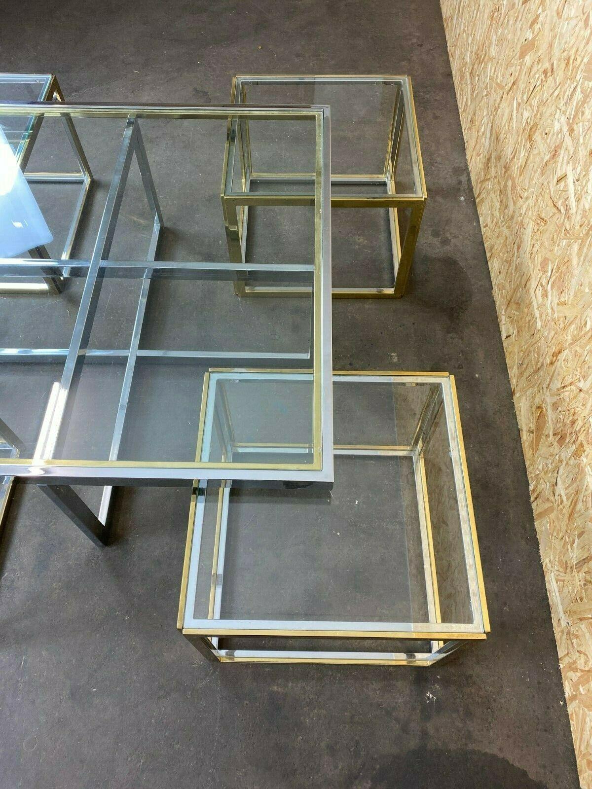 60s 70s Jean Charles Maison Huge Coffee Table Chrome & Brass 4 Nesting Tables 5