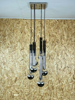 60s 70s Lamp Cascade Lamp by Motoko Ishii for Staff Chrom 6-Flame